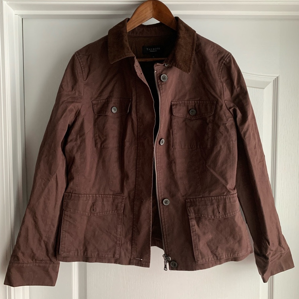 Talbots Chocolate Brown Corduroy Collar barn coat
